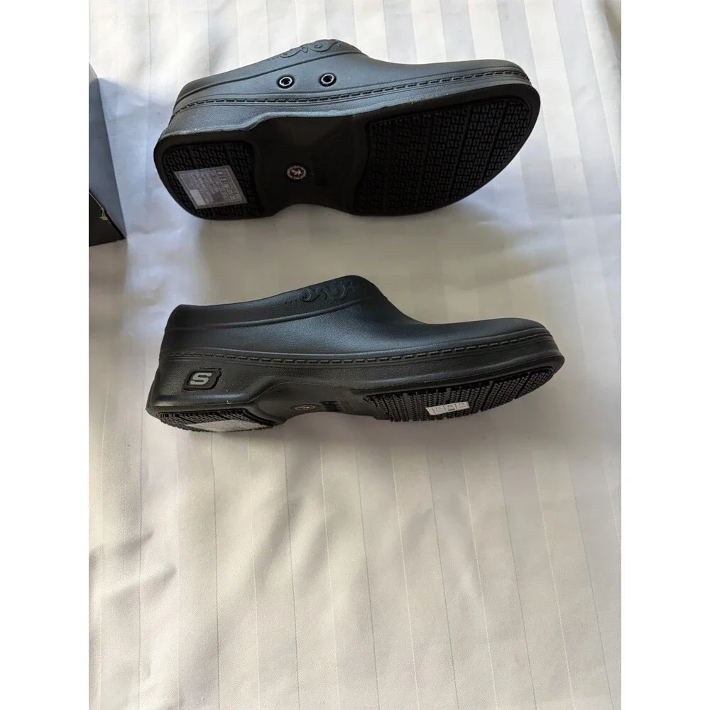 SKECHERS Work Oswald-Clara Slip Resistant Black Clogs Women’s 6 Medium